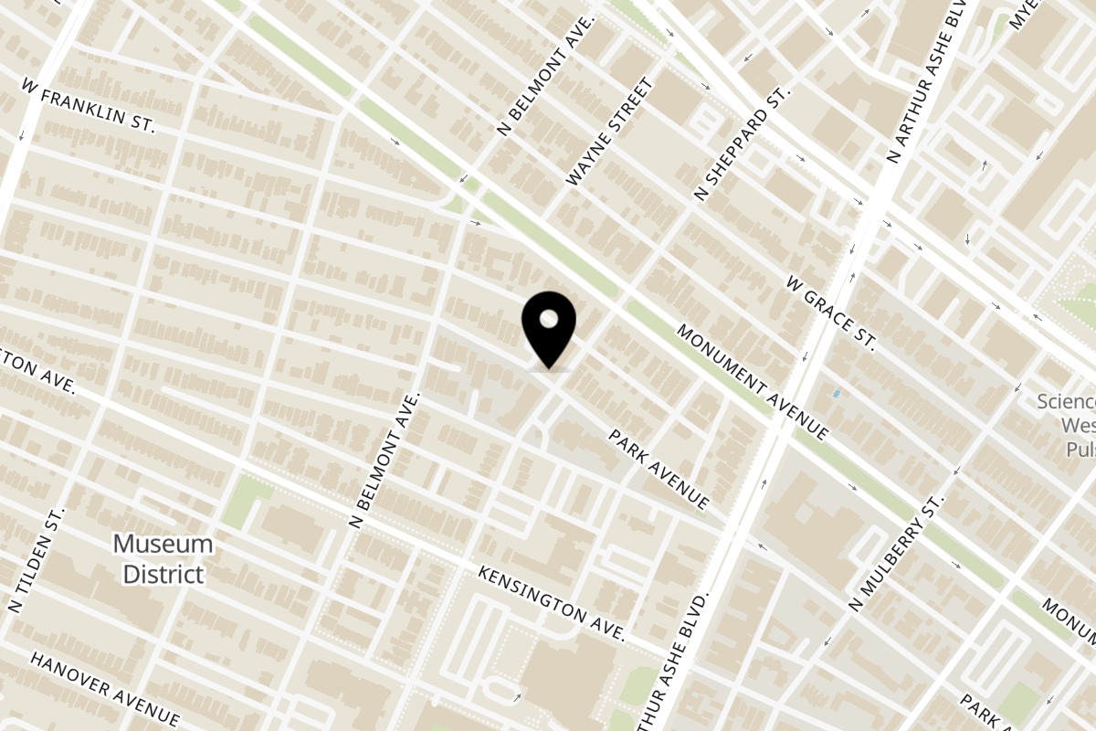 Map showing the location of Arianna's Italian Restaurant & Pizzeria on 700 N Sheppard St in Richmond